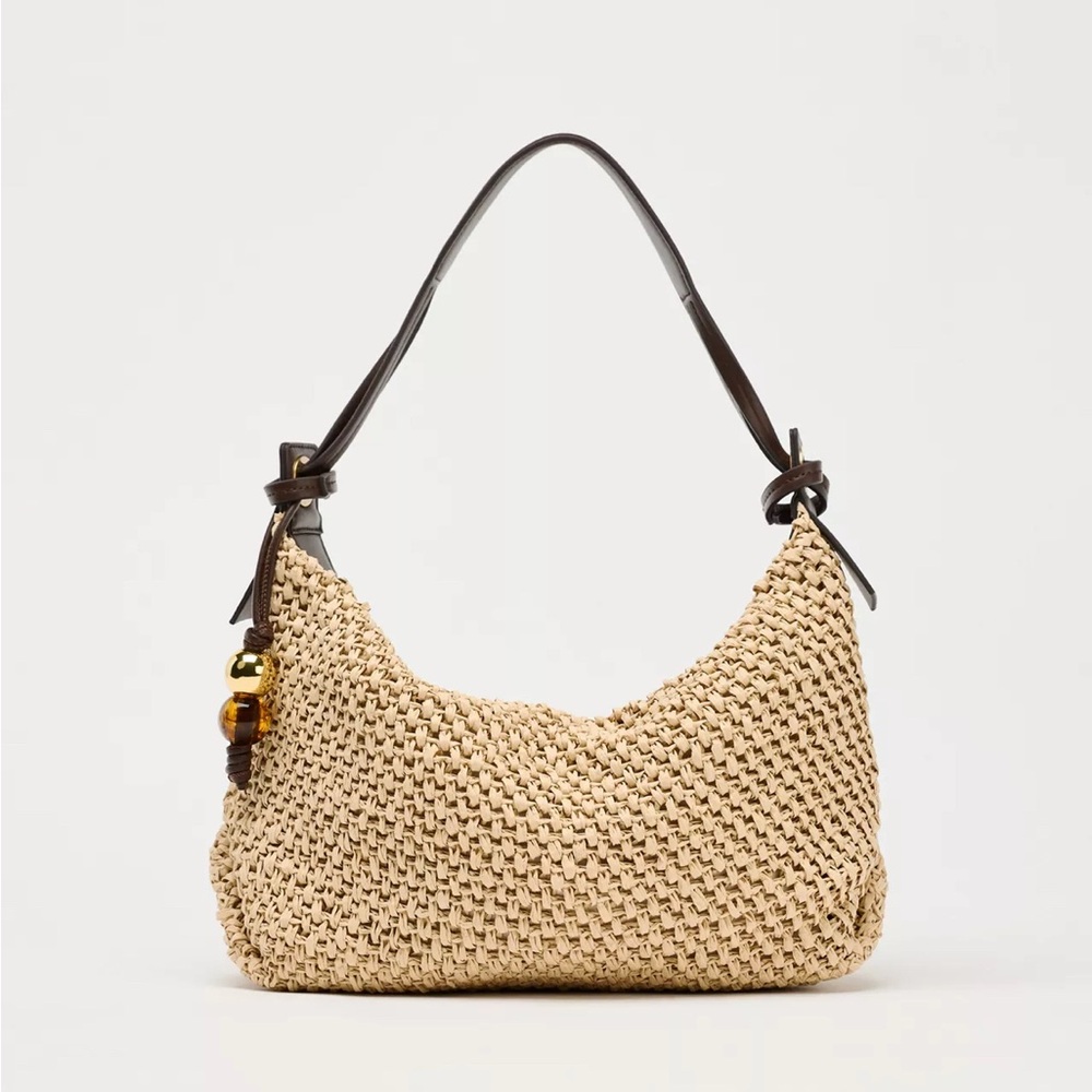 NWOT Zara woven bag with charm